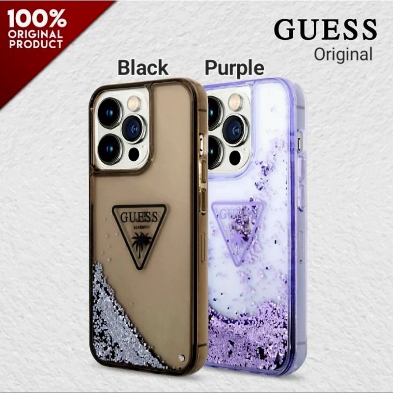 Case iPhone 14 plus - Guess Liquid Glitter Transparan