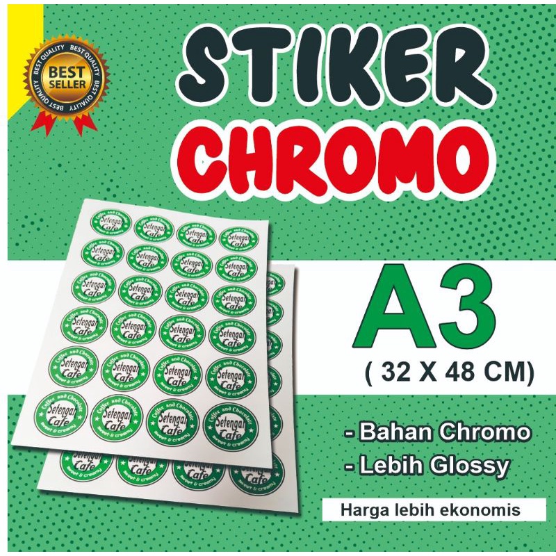 

Cetak Stiker Chromo /Cetak Stiker Usaha/Cetak stiker label Makanan