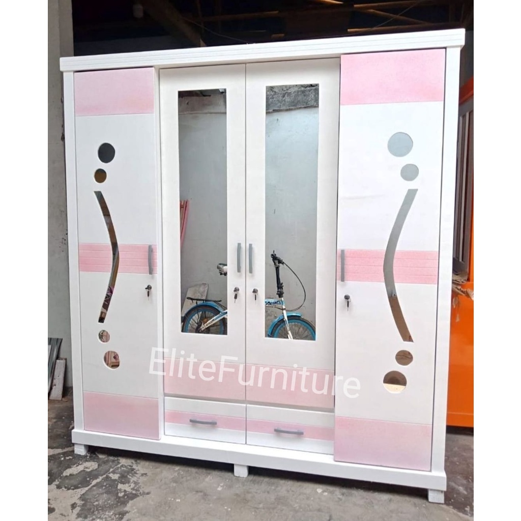 LEMARI BAJU 4PINTU JUMBO / LEMARI BAJU SLIDING JUMBO / LEMARI BAJU 4PINTU MULTRIPLEK / LEMARI BAJU