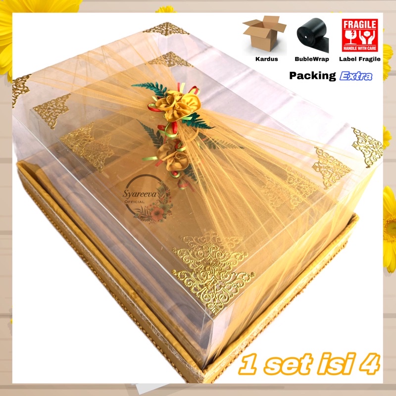 

Kotak Hantaran Nikah Versi Premium Full Set isi 4 Box termasuk Mika Tinggal Pasang Praktis Mudah