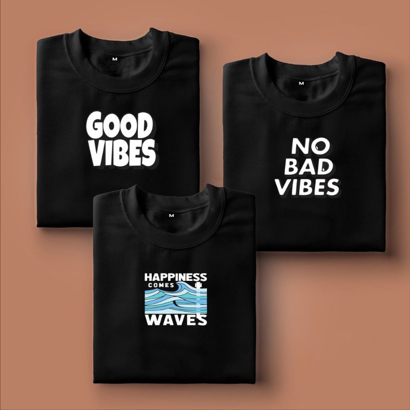 Kaos Distro Pria/Kaos Distro Original/Baju Distro pria-GOOD VIBES-NO BAD VIBES