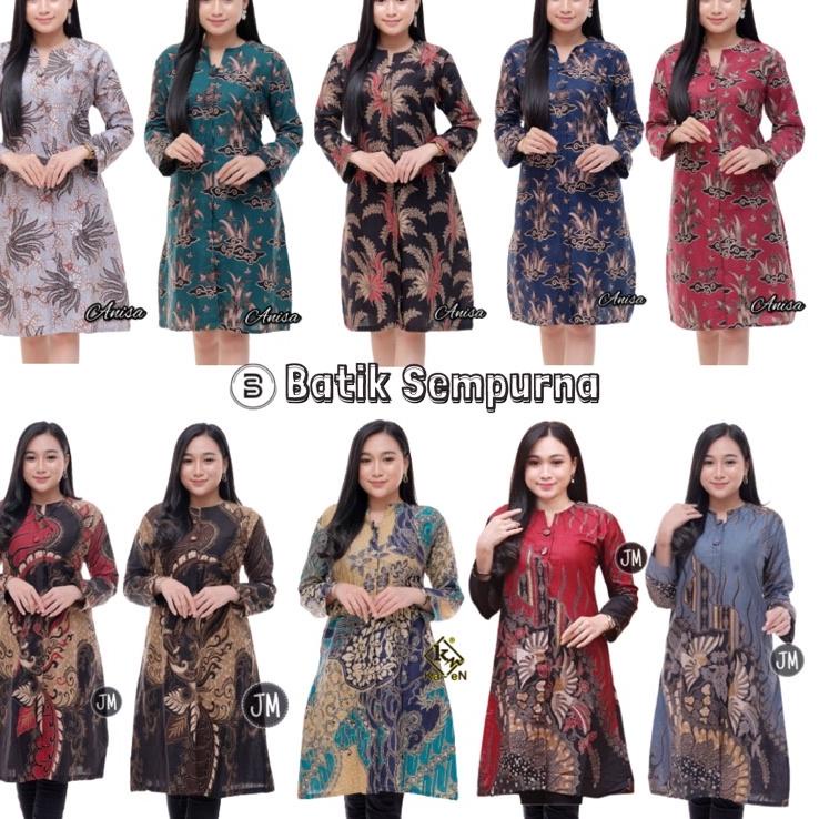 Murah Irit Tunik Batik Model Kancing Depan Terbaru