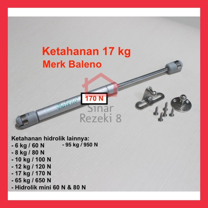HIDROLIK BALENO GAS SPRING 170 N 17 KG 40 CM PINTU BUKA ATAS LEMARI