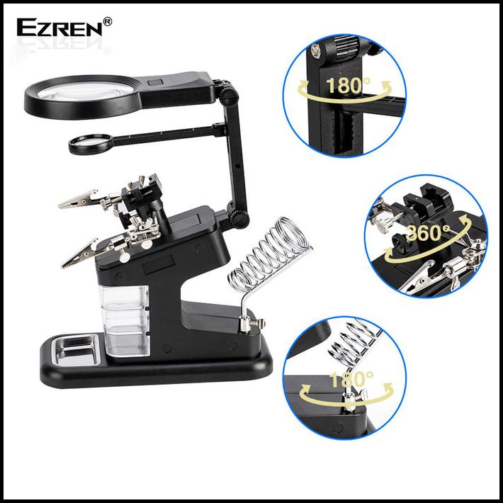 

Ezren Te-803 Kaca Pembesar Dudukan Stasiun Magnifier Led Light Clamp