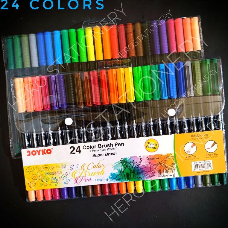 

Viral Super Color Brush Pen Joyko Dual Tip Jumbo Set 24 Warna Clp-13A