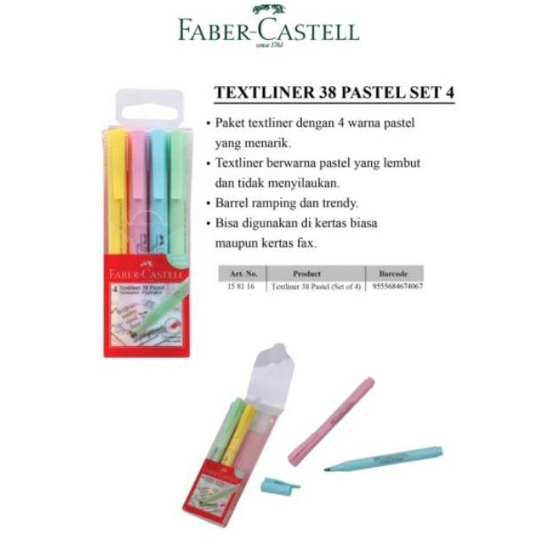 

Promo Habis Textliner/Highlighter 38 Pastels Set-4 Warna (1 Set)