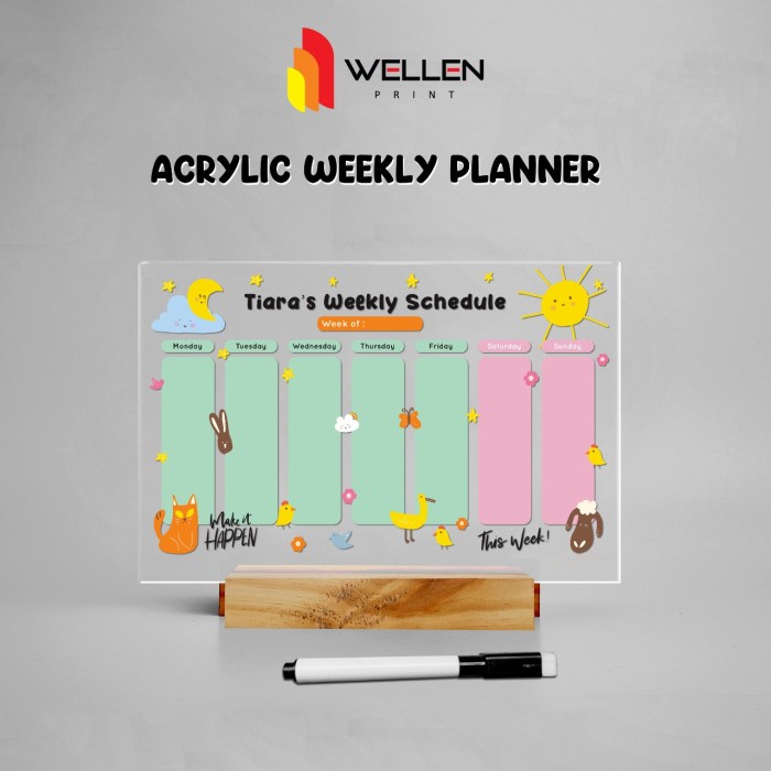 

TERLARIS Custom Akrilik Weekly Planner / Monthly Planner / Acrylic Wooden Stand /BUKU TULIS