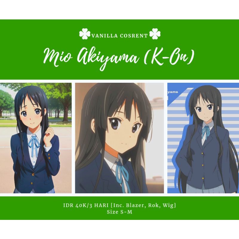 [RENTAL] KOSTUM COSPLAY AKIYAMA MIO ANIME K-ON
