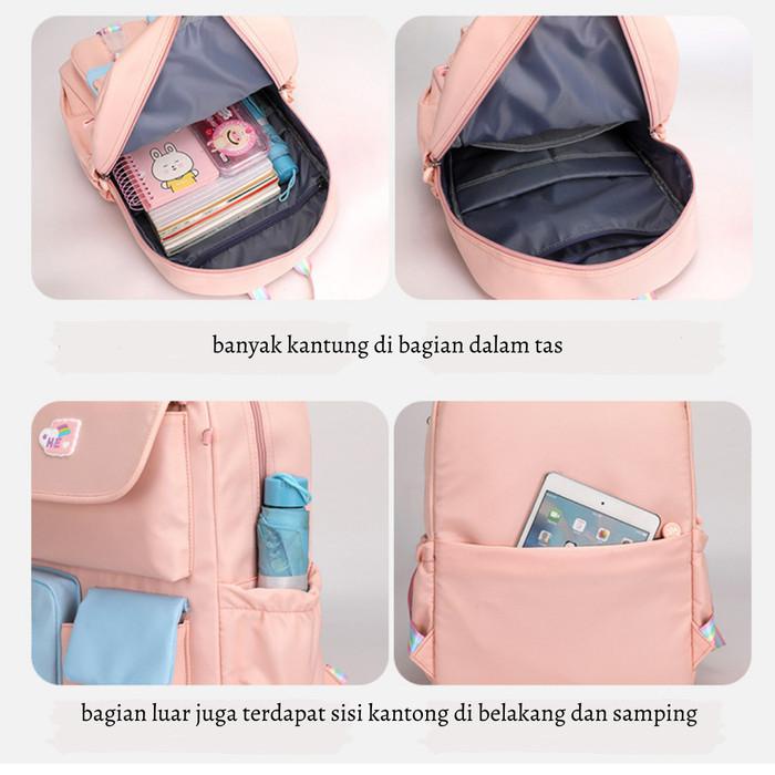 TAS SEKOLAH ANAK SD/SMP/SMA CEWEK WARNA SOFT PASTEL CANTIK WATERPROOF