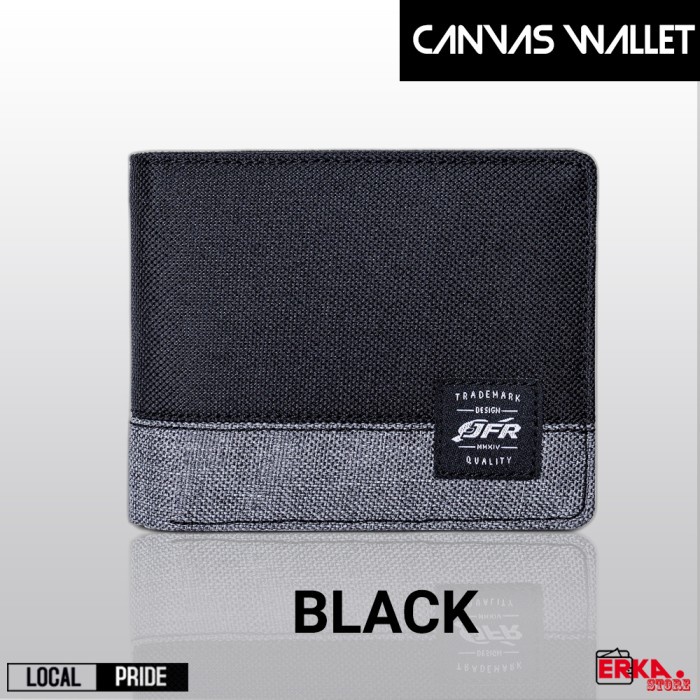 dompet Dompet Lipat Pria Kanvas Original Dompet Remaja Kain Kanvas Tipis - Black(W2X3) dompet pria r