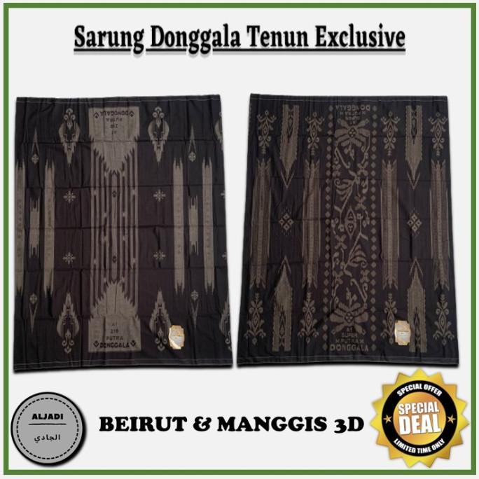 Sarung Asli Donggala Premium Hitam Batik Motif Beirut & Manggis 3D