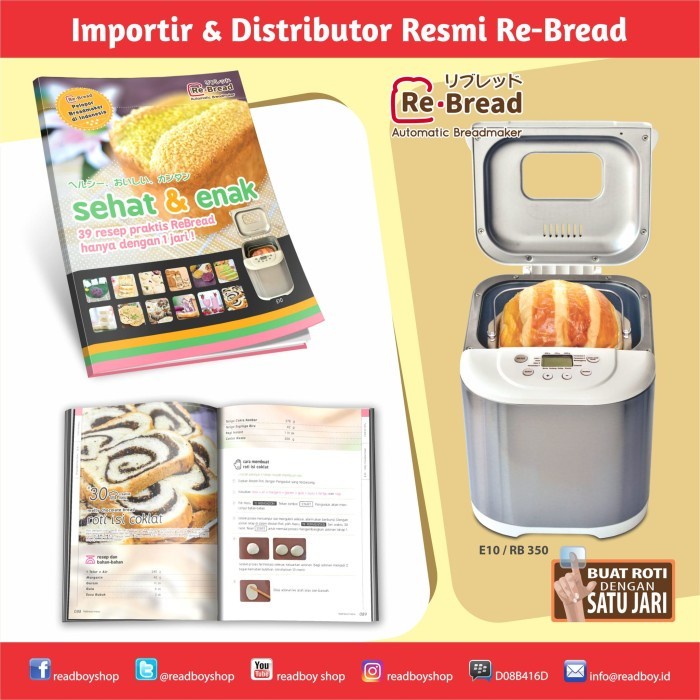 Must Have Buku Resep Bread Maker Re-Bread E10-Rb350 / Automatic Bread Terlaris