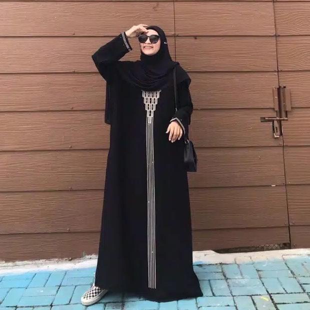 Gamis Abaya Turkey Ym deFashion Piramid Jetblack Hitam Muslim Wanita