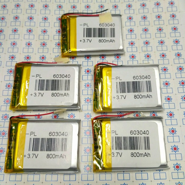 Baterai Lithium-ion Polymer LiPo 603040 3,7V 800mAh