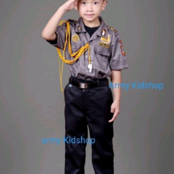 baju polisi anak laki laki profesi karnaval anak lengan pendek