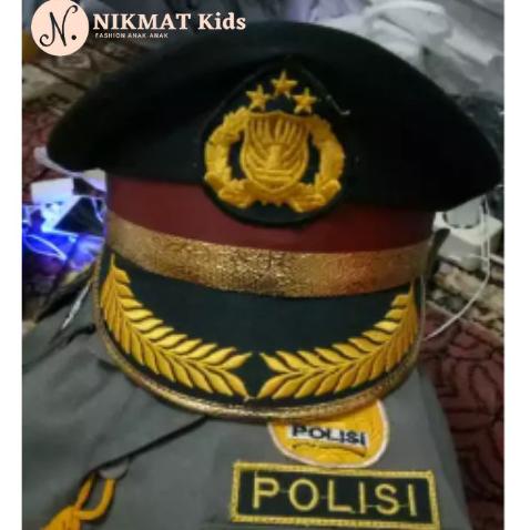 Topi polisi kostum topi polisi anak setelan karnaval pawai tk sd