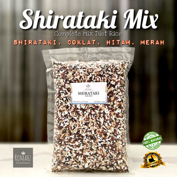 

SHIRATAKI COMPLETE MIX RICE 1kg MIX BERAS MERAH, COKLAT, HITAM 1kg