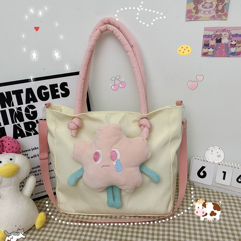 ❀✐❈Sera  Yi Mengling Bintang Yang Sama Tas Kanvas Wanita 2023 Baru Fashion Cute Tote Tas Kapasitas Besar Tas Bahu