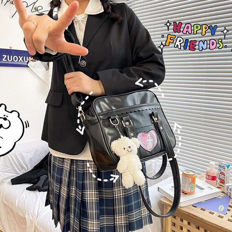 ✇Sera  Toko Perkakas Harajuku Jepang Gadis Cantik Jk Seragam Tas Lembut Gadis Mahasiswa Portabel Bahu Messenger Tas PU Commuter Bag