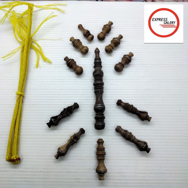 satu set benang rajut dan kepala tasbih tijani kayu gaharu wangi x904