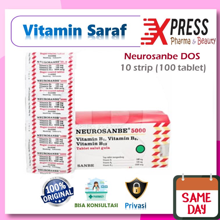 XPRESS  Neurosanbe 5000 DUS Obat Vitamin Komplek Komplex Complek Complex B1 B2 B 12 Saraf Kebas Kese