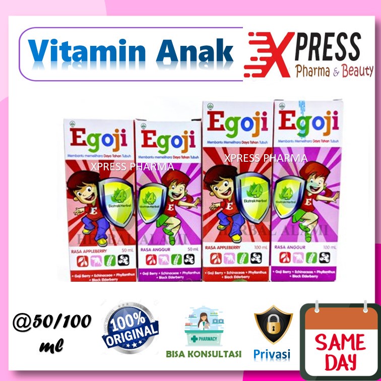 XPRESS  Egoji SYRUP 50 / 100 ml Rasa Anggur Strawberry Vitamin Daya Tahan Tubuh Penyembuh Sakit Cepa