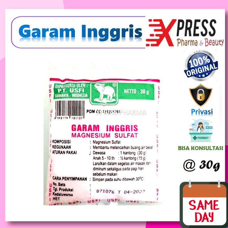

⚡XPRESS⚡ Garam Inggris Cap Gajah 30 gram magnesium sulfat urus-urus Gadjah Sachet Sulfate