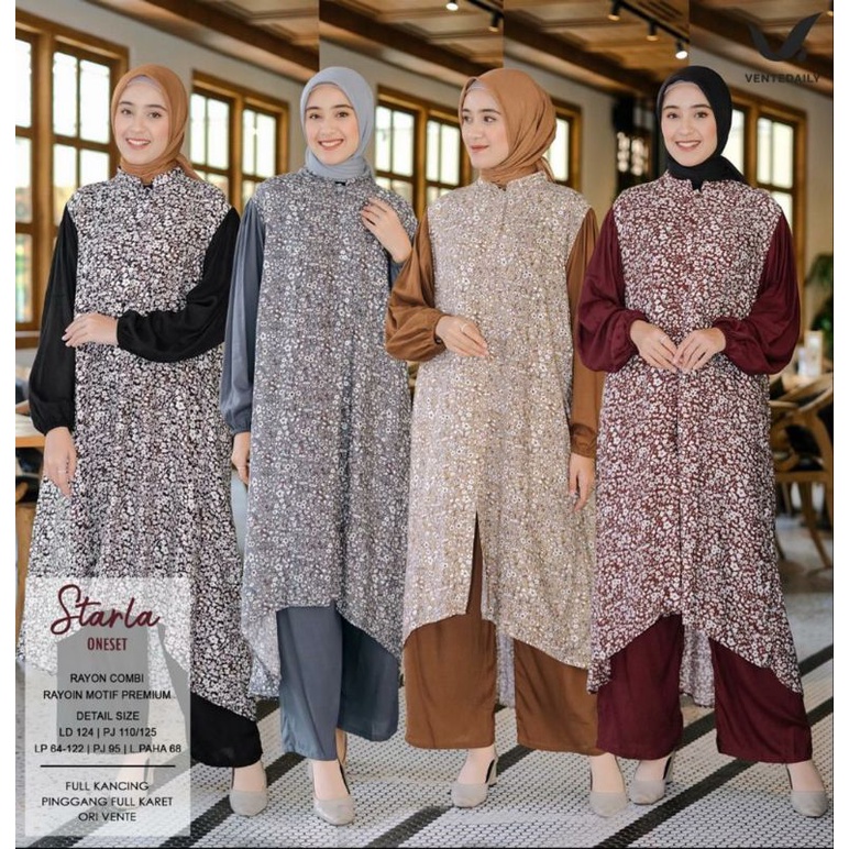[size jumbo] starla one set jumbo LD 124 rayon motif kombi polos ori vente