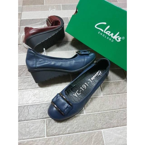 SEPATU CLARKS YC-191-1 LEATHER WEDGE 5CM