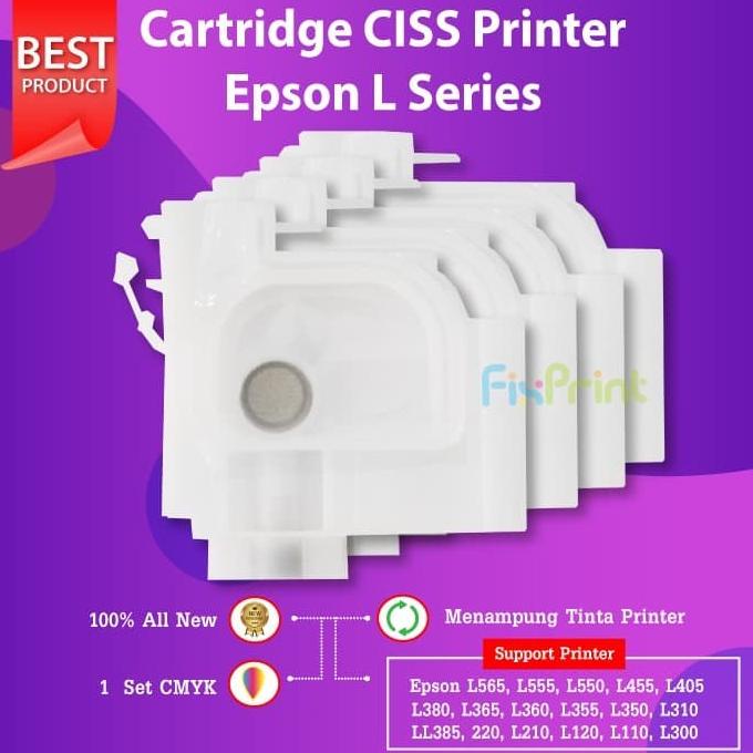 Cartridge Tinta CISS Epson L110 L120 L360 Black Cyan Magenta Yellow