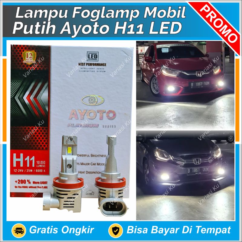 LAMPU KABUT FOGLAMP AYOTO H11 PUTIH & KUNING SINAR SUPER TERANG AWET HEMAT DAYA TEMBUS KABUT HUJAN J