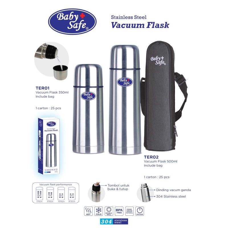 Baby Safe - Stainless Steel Vacuum Flask | Termos Air Panas Air Dingin | Termos Baby Safe