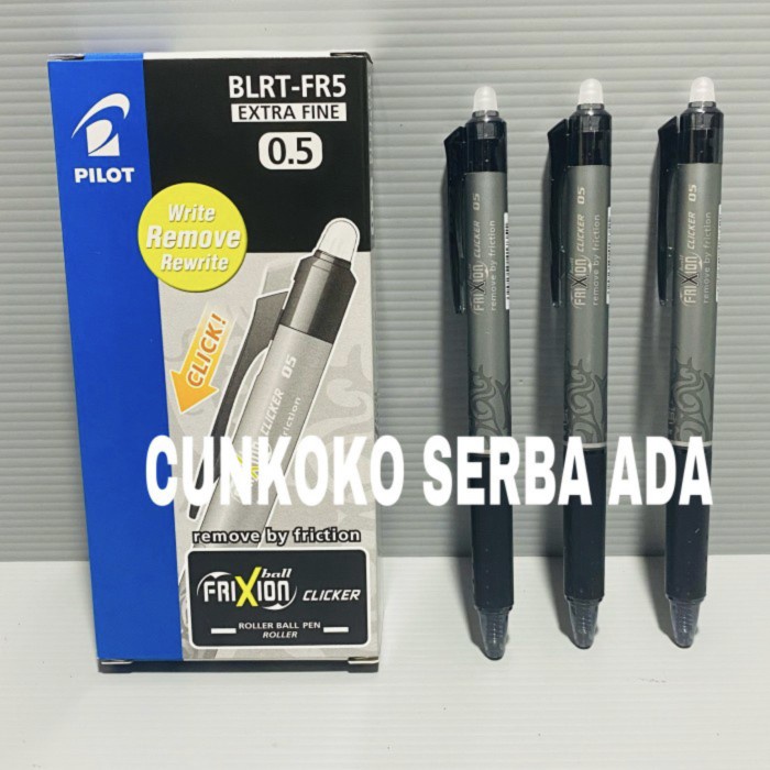 

TERLARIS PULPEN PILOT FRIXION CLICKER BLRT-FR5 0.5 MM HITAM / 1 BOX ISI 12 PCS /ALAT TULIS