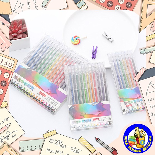 

TERMURAH Set 18 Pcs Pulpen Gel Glitter Aneka Warna S0236 /ALAT TULIS AESTHETIC/ALAT TULIS SET/ALAT