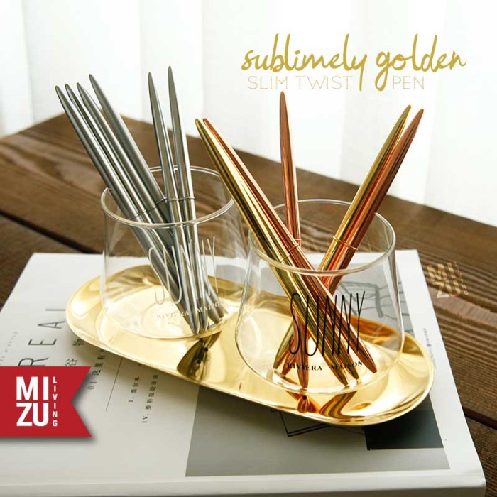 

TERBARU SUBLIMELY GOLDEN SLIM GOLD PEN Twist Refillable Ballpoint Pen Emas /ALAT TULIS