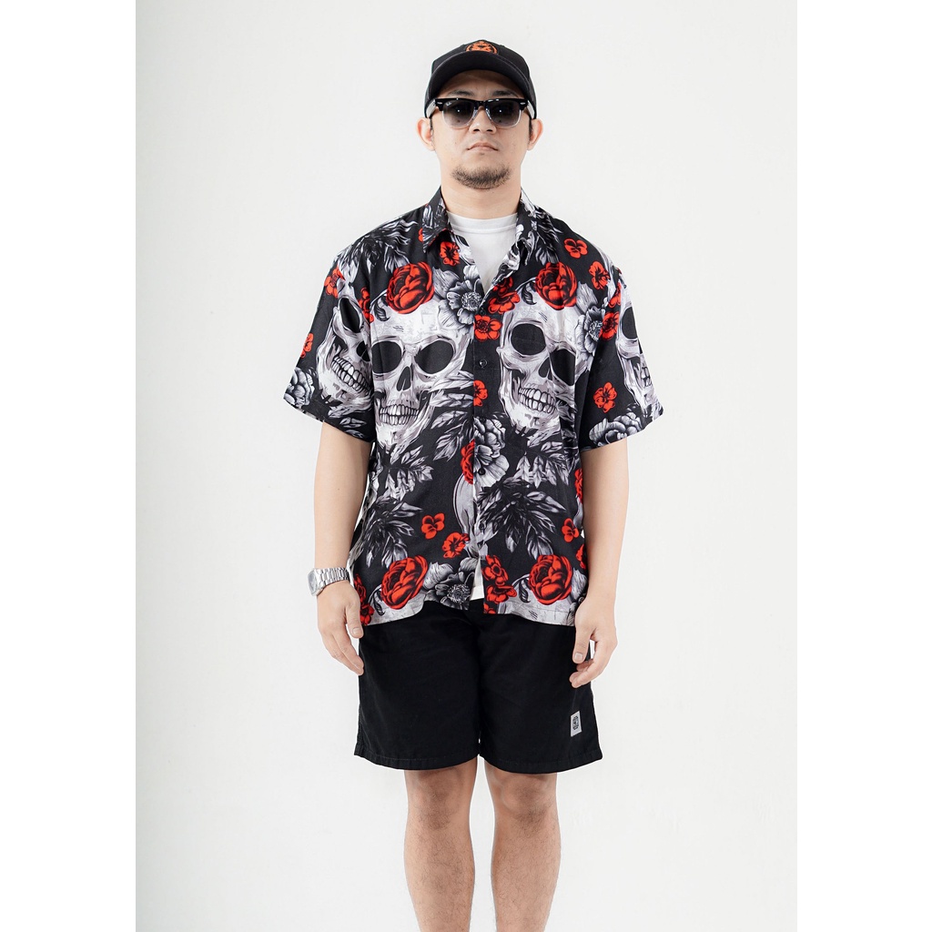 Kemeja batik pria KEMEJA ATASAN BAJU PRIA WANITA COWOK CEWEK COWO CEWE PANTAI HAWAII MOTIF PATTERN F