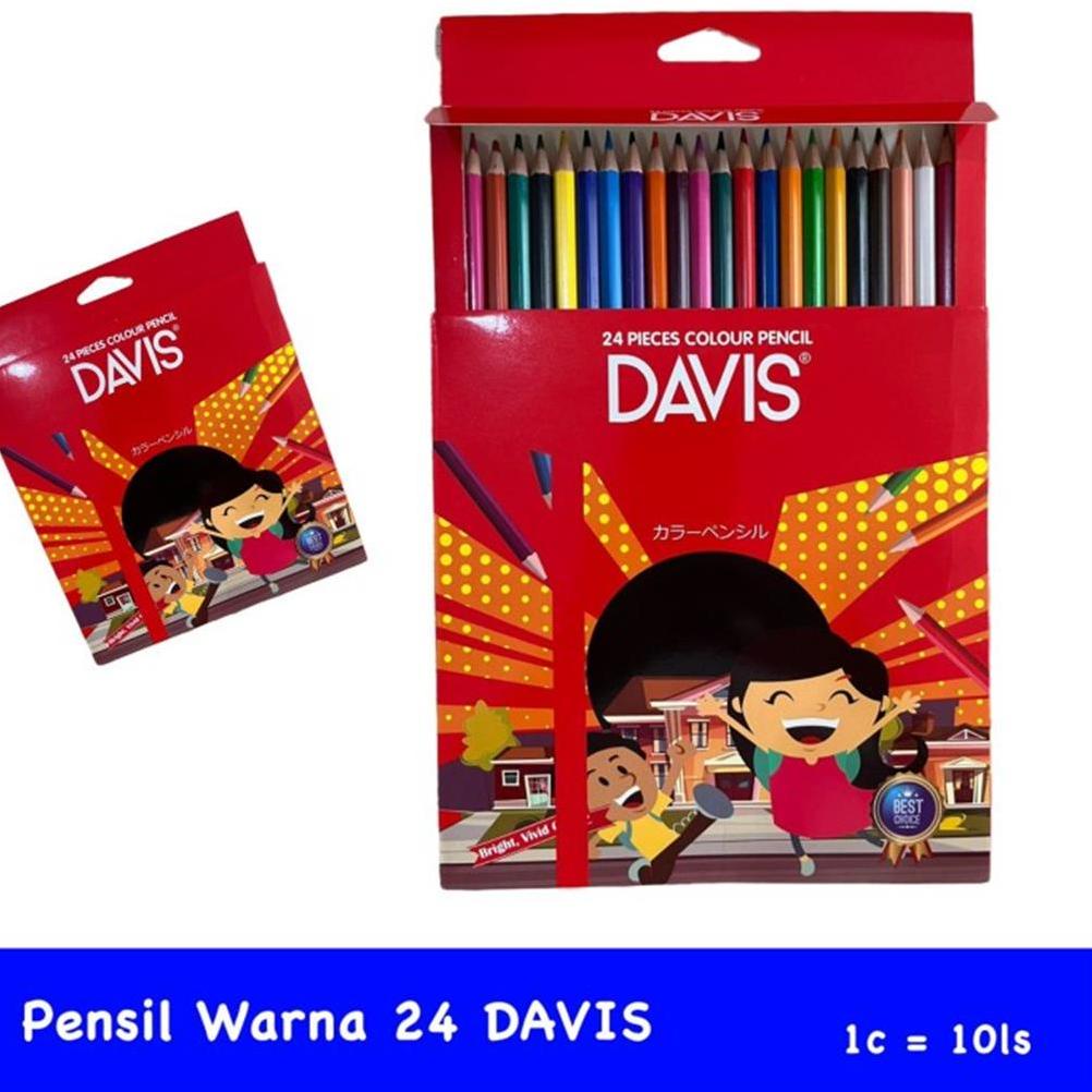 

[COD] ☍ [D] Pensil Warna Davis 24 Warna Panjang ☍Diskon