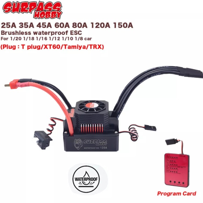 Must Have Surpass Hobby Waterproof Esc 35A 45A 60A 80A 120A 150A Brushless Termurah