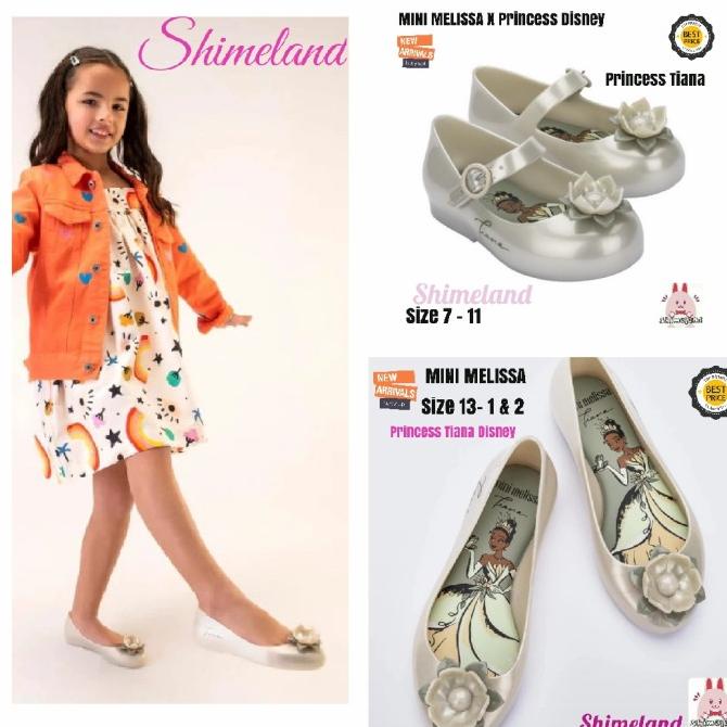 Mini Melissa Jelly Shoes Princess Tiana Sepatu Anak Perempuan Flat