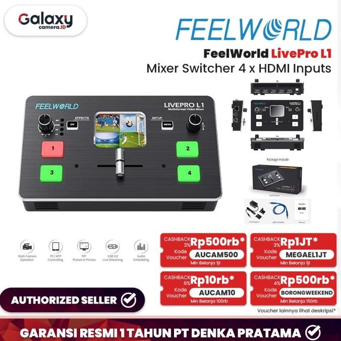 Feelworld LivePro L1 Multi-Format Video Mixer Switcher 4 x HDMI Inputs