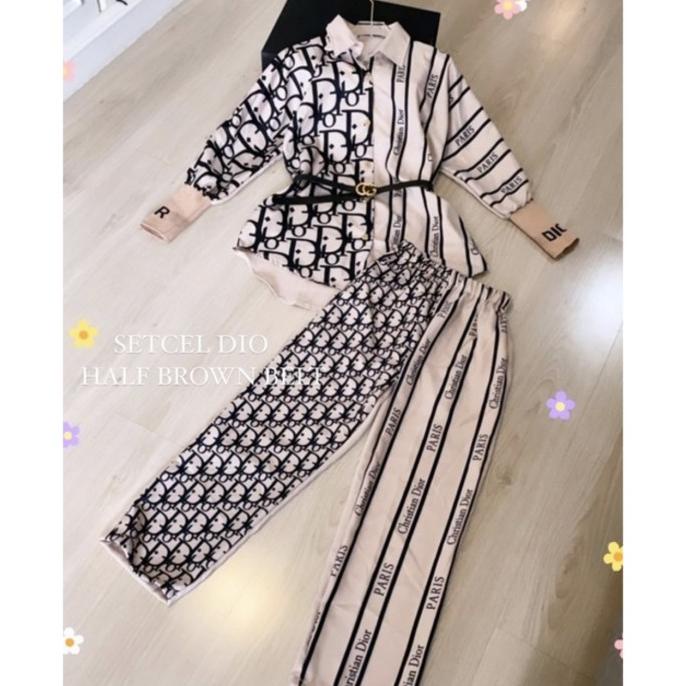 SETELAN CELANA PANJANG DIOR FREE BELT / SETCEL DIOR FREE BELT