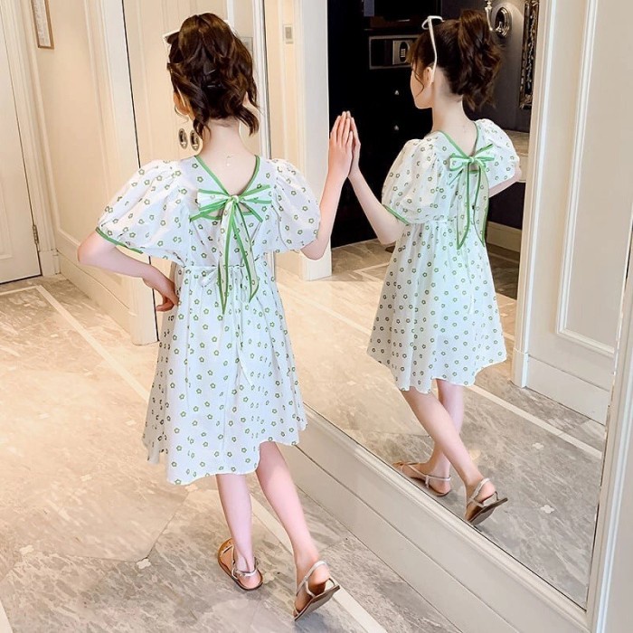 Dress Ribbon Anak Import, Dress Flower Ribbon Cute