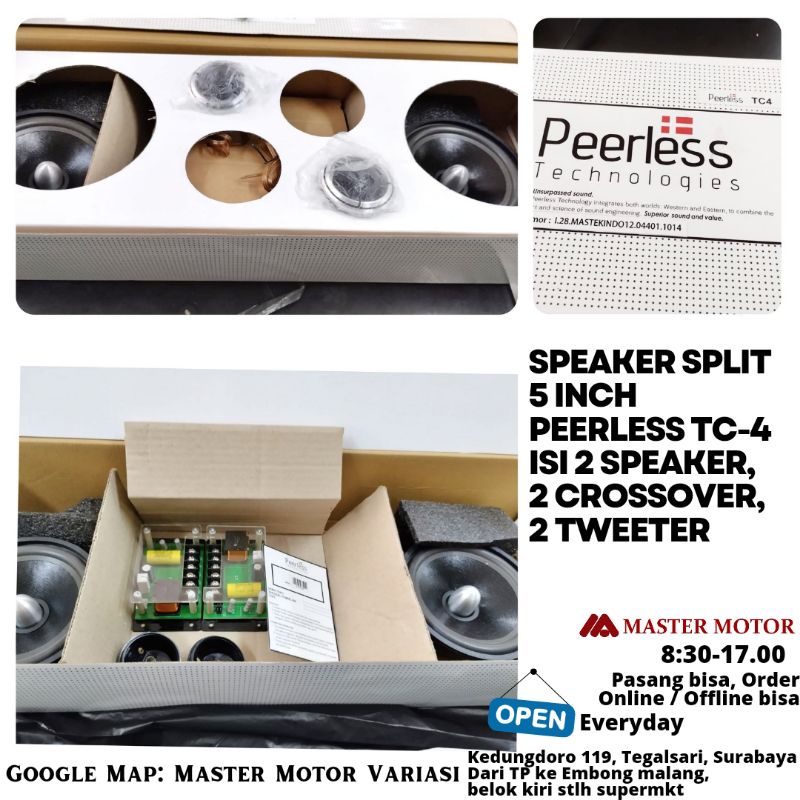 Speaker Split Mobil 5 inch PEERLESS TC 4 1 set tweeter crossover 5" TC-4 Audio Speker Pintu Dashboar