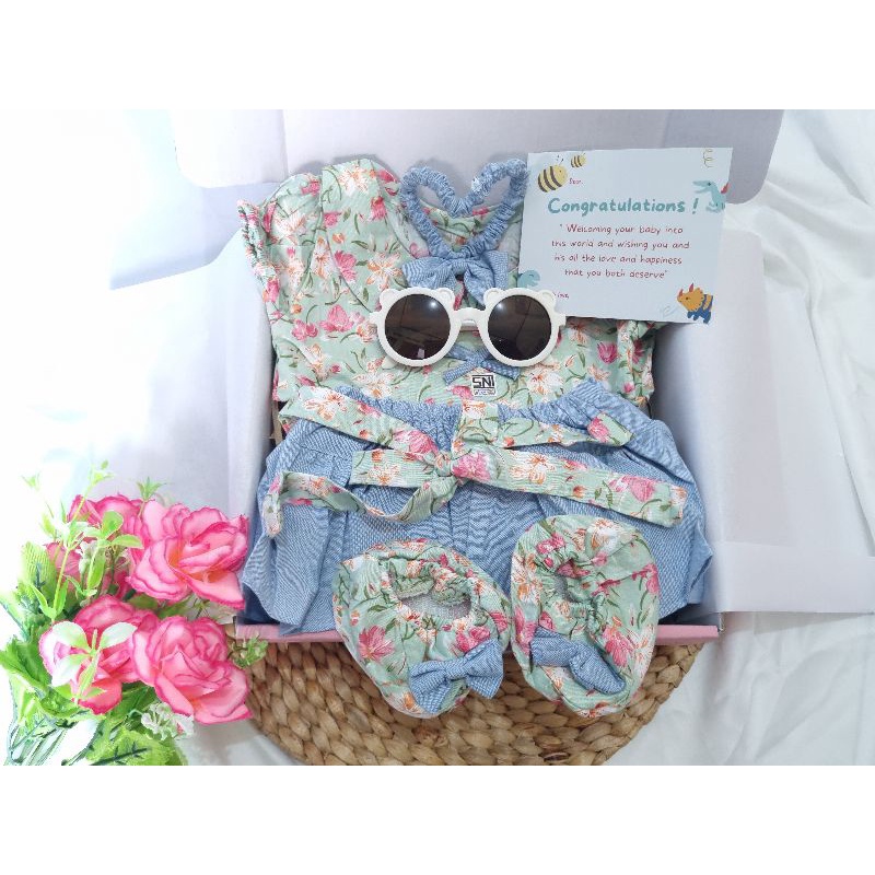 Hampers premium bayi perempuan EUN JI SET paket hemat dan lengkap / gift set baby girl free box motif eksklusif dan kartu ucapan