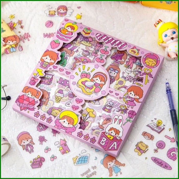 

TERMURAH STIKER MOMO KARTUN AESTHETIC WATERPROOF 1 BOX ISI 100 PCS/ STIKER KART /BUKU TULIS