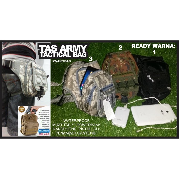 Tas Paha Tas Army Waist bag Tactical Anti Air paha pinggang camo loreng hp oke(L3F4) tas selempang p