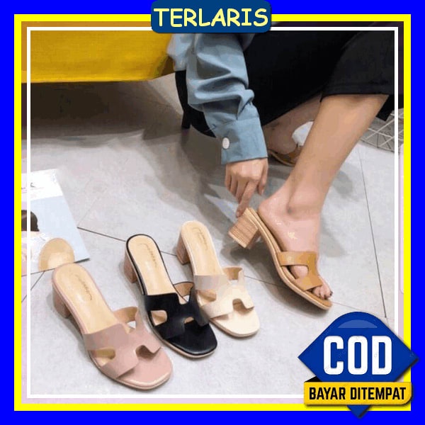 Hak Tahu Tali Nagitha 3Cm Sendal Sandal Hak Tinggi High Heels Pesta Wanita Sepatu Hak Tali Import Ha