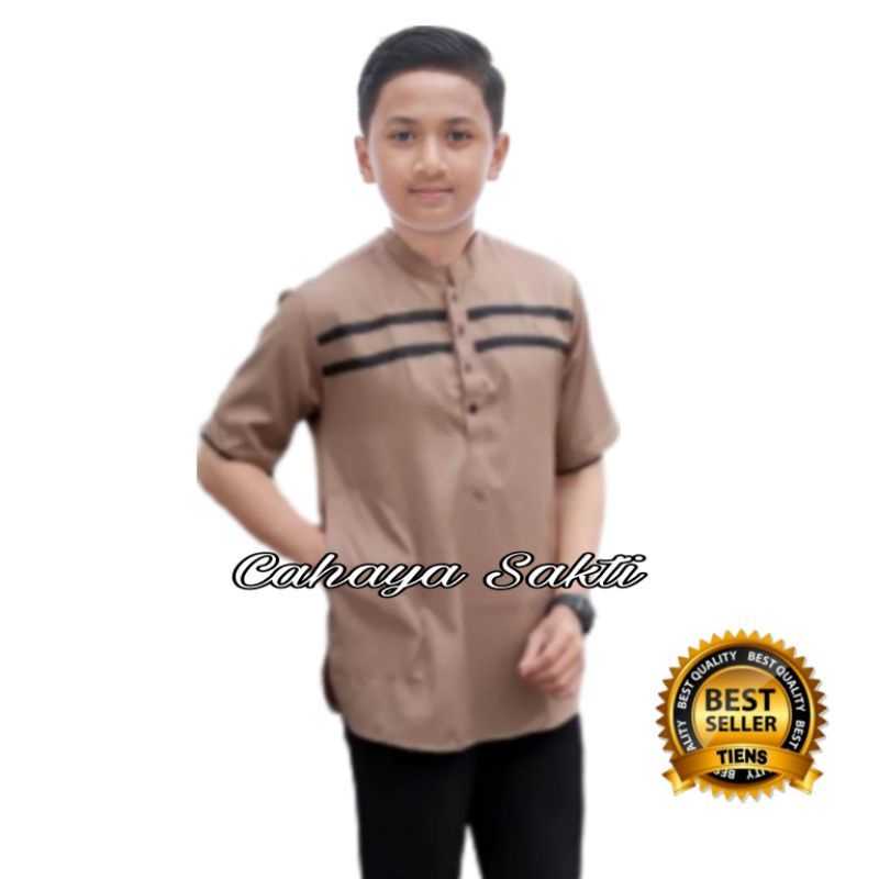 Koko anak lengan pendek SD SMP motif lis