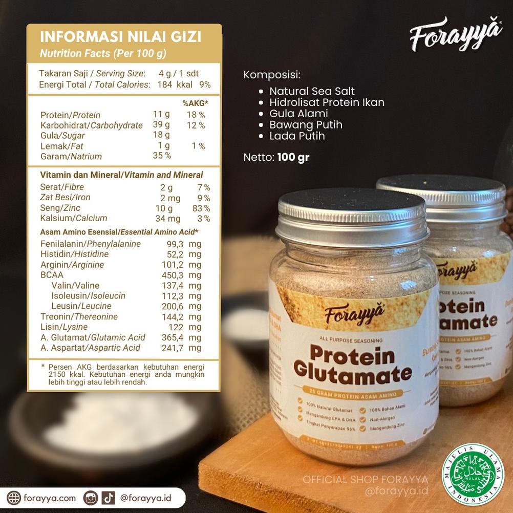 

Bumbu Serbaguna Tinggi Protein - Forayya Protein Glutamate / AsamAmino, Non-MSG