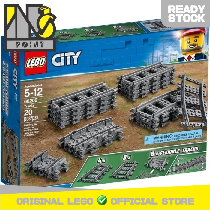 Mainan Balok Rel Kereta Api LEGO City Tracks 60205 - 20 Pcs